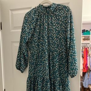 Green tiered midi dress